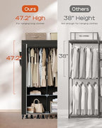 CASAMAYA Portable Closet, 34 Inch Large Capacity Wardrobe Closet with Cover, Clothes Storage Organizer with Shelves and 2 Hanging Rods, Easy to Assembly, Black PCT202B01 - Image 3