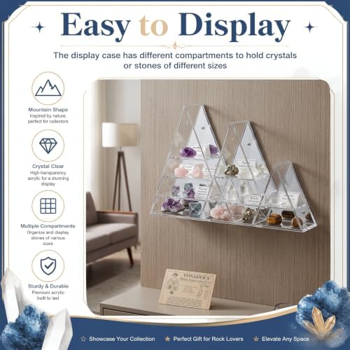 Cinnvoice Rock Display Case 30 Grids,Transparent Border,Mountain Style - Image 4