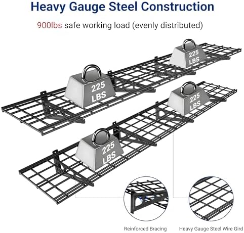 FLEXIMOUNTS 12-inch-by-72-inch Wall Shelf Garage Storage Rack Wall Mounted Floating Shelves,1x6ft,Black, 2-Pack, Classic Series - Image 3