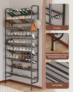 9-Tier Freestanding Shoe Rack, Metal Shoe Shelf Holds 36 Pairs - Image 3