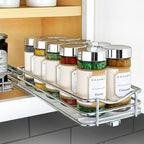 LYNK PROFESSIONAL® Pull Out Spice Organization for Cabinets - 4-3/8 inch Wide – Spice Rack for Inside Cabinets, Slide Out Spice Rack Organizer for cabinet – Pull Out Spice Rack, Sliding 1 Tier Chrome by LYNKPROFESSIONAL