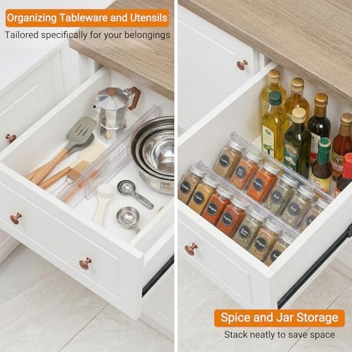 5 Pack 5.9 Inch Tall Clear Drawer Dividers, Adjustable Drawer Dividers for Clothes, 12.2"–20" Expandable Plastic Drawer Organizer Dividers for Home Closet, Kitchenware, Nursery Storage - Image 5