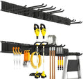 Garage Tool Organizer Wall Mount, 48inch Heavy-Duty Garage Storage System and Garden Tool Organizer with 9 Adjustable Hooks for Shovel, Snowboard, Yard Tools and Shed by TEBGEAG