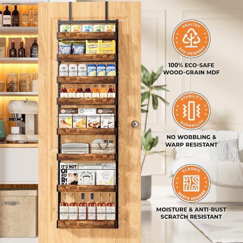 8 Tier Pantry Door Organizer Storage Spice Rack Adjustable Basket 73.35"H - Image 5