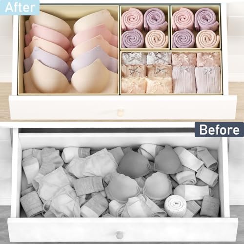 DIMJ Drawer Organizer Clothes Storage - 21 Pack Baby Dresser Organizer for Nursery Closet Organization, Fabric Drawer Organizer Bins for Underwears Socks Bras, Foldable Storage Dividers for Bedroom - Image 5