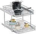 2-Tier Pull Out Cabinet Organizer, 19.5" W x 21.5" D, Heavy Duty Dual Slide Out Shelves for Base Cabinets, Chrome Wire Basket Drawer for Pantry, Kitchen & Bathroom Storage by Unknown