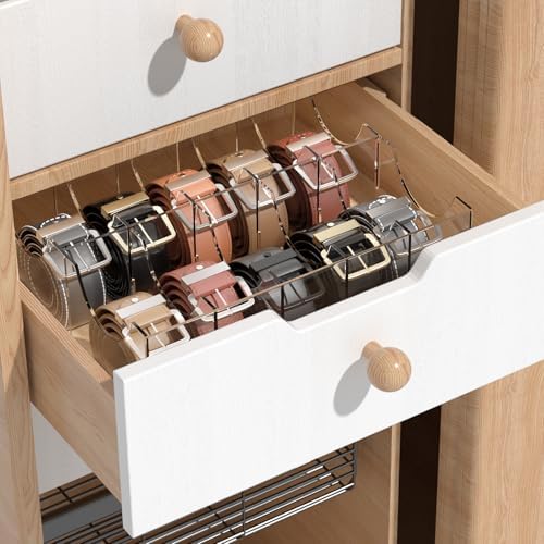Large Acrylic Belt Organizer, Clear 10 Compartments Storage with Dust Cover, Display Holder - Image 5