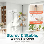 HAMITOR Corner Shower Shelves, 4-Tier Metal Tension Pole Caddy, Silver Gray - Image 4