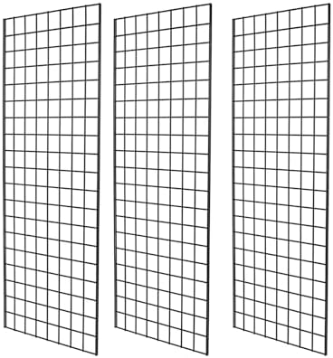 Heavy Duty Commercial Grade Gridwall Panels – Grid Panel for Any Retail Display, 2’ Width x 5’ Height, 3 Gridwall Panels Per Carton (Black Finish) by Home