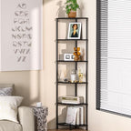 6 Tier Corner Book Shelf, 54.4", Marble Black - Image 4