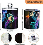 Vnurnrn Plastic Jars with Lid (Glowing Sea Jellyfish), Bathroom Vanity Canisters Storage Organizer for Cotton Balls, Swabs, Pads,Bath Salts, 4 Pack - Image 3