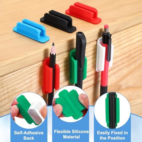 PATIKIL Adhesive Pen Holders, 48 Pack Silicone Flexible, Green - Image 3