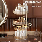 YCIA&DONE 360 Rotating Makeup Organizer and Storage for Vanity Countertop 3 Tiers, High Capacity Cosmetic Skincare Perfume Organizers for Dresser Bathroom Lazy Susan (Amber Gold) - Image 2