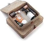 Whitewash Seagrass Basket with Lid Rectangular Decorative Storage Boxes for Shelf Organize Snack Toys Set of 2 (Large+Small) - Image 3