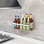 2PCS Kitchen Storage Metal Wire Fruit Basket - SUS304 Stainless steel Organizer Storage Bin Baskets for Bathroom - Space Saving Design for Pantry Organization, Spice Rack,Self Adhesive（Silver） - Image 4