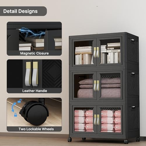 UAMFURI Stackable Storage Bins with Lids, 144QT Extra Large Storage Cabinet - Image 4
