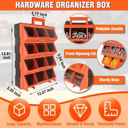Tool Box Organizer,12-Compartment Portable Small Parts Organizer - Image 2