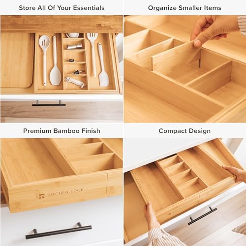 KitchenEdge Utensil & Junk Drawer Organizer, 19-33 in, Bamboo - Image 3