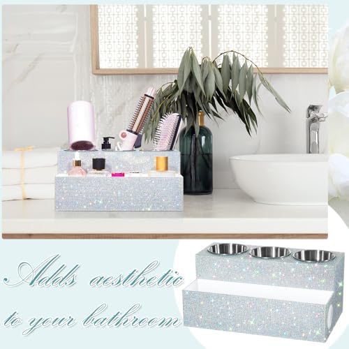 Honeydak Silver Rhinestone Hair Tool Holder for Dryer Curling Iron Combs - Image 4