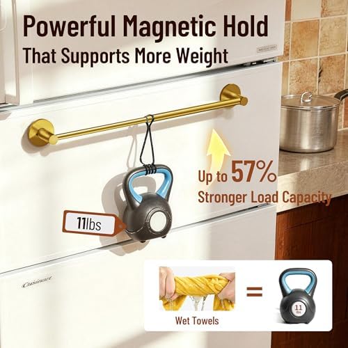 Magnetic Towel Bar, Adjustable Towel Rod, Brushed Gold, 2 Pack - Image 5