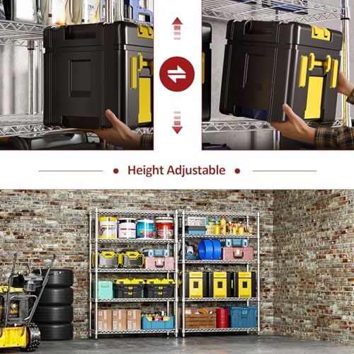 IZEUK 1750LBS Garage Shelving Wide Storage Shelves 5 Tier Metal Shelves Heavy Duty Adjustable Utility Shelf Rack (Chrome, 5 Tier, 15.7" D x 45.3" W x 70.9" H) - Image 5