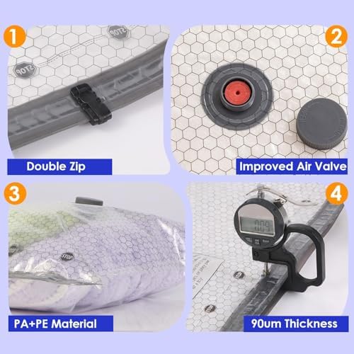 18 Pack Vacuum Storage Bags for Travel with Rechargeable Cordless Pump, Vacuum Seal Bags for clothing with Hand Pump, Portable Space Saver Bags for Clothes, Compression Packing for Luggage,Bedding - Image 4