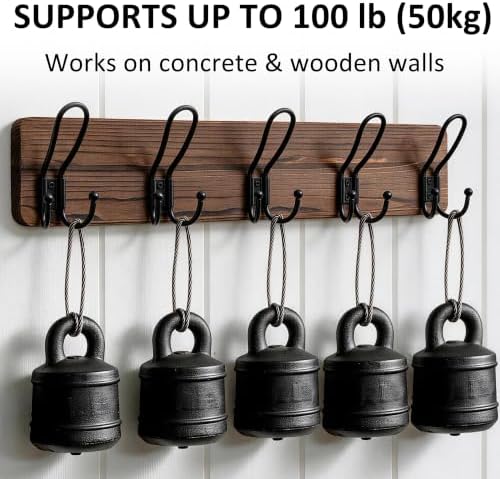 SKOLOO Coat Rack Wall Mount, Solid Wood Wall Mounted Coat Rack with Hooks, 24 Inch Wooden Coat Hooks for Wall, Rustic Entryway Hallway Organizer, Pre-Assembled, Wood Brown - Image 6