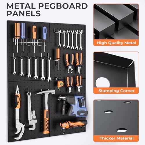 INCLY 70PCS Pegboard Wall Organizer Kit with Metal Panels and 1/4" Hooks - Image 5