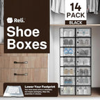Reli. Shoe Box (14 Pack) | Clear Storage Shoe Box Stackable & Compact - Image 2