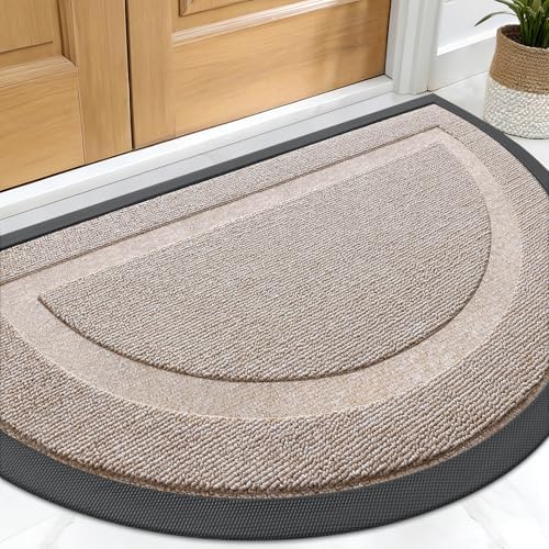 OLANLY Half Circle Front Door Mat Outside 33x21 All-Season Rubber Doormat by OLANLY