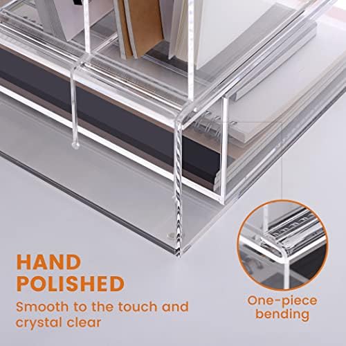 HeZone Desk Organizers and Accessories, Acrylic Desk Organizer with Drawer, Office Supplies Organization Storage, Clear Acrylic File Organizer for Desk - 1 Pack - Image 6
