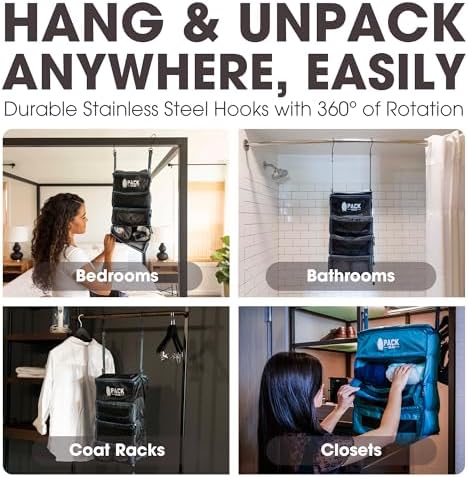 Pack Gear Hanging Suitcase Organizer - Our Large Hanging Luggage Organizer Fits Any Suitcase - Our Packing Cubes For Travel Uses Mesh Windows to Make it Easy to Find your Clothes (Black, L) - Image 6