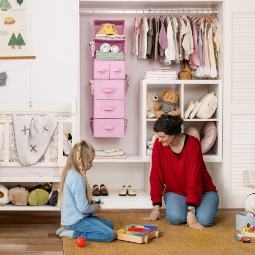GRANNY SAYS Hanging Closet Organizer, 5 Drawers, 6 Shelves, 6 Pockets, Pink - Image 2