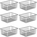 6 Pack Metal Wire Baskets, 15.4" x 11.8" Large Storage Basket for Organizing, Suitable for Kitchen Cabinet Pantry, Black by MWQ