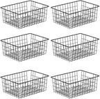 6 Pack Metal Wire Baskets, 15.4" x 11.8" Large Storage Basket for Organizing, Suitable for Kitchen Cabinet Pantry, Black by MWQ