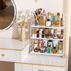 BOIVSHI Bathroom Countertop Organizer, 3-Tier Bathroom Counter Organizer, 8-Levels Height Adjustable, Bathroom Organizer for Kitchen, Livingroom, Office Storage, Metal White - Image 3