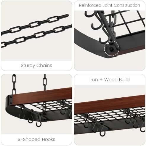 CHOEZON 32'' Hanging Pot Rack, Ceiling Pan Hanger, Pot Holder for Kitchen - Image 6
