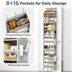 Mefirt Over The Door Organizer, 8 Shelf Door Hanging Organizers with 8 Large Capacity Pockets, Back of Door Organizer Storage Hanging Shelves for Closet Bathroom Bedroom Nursery - Image 4