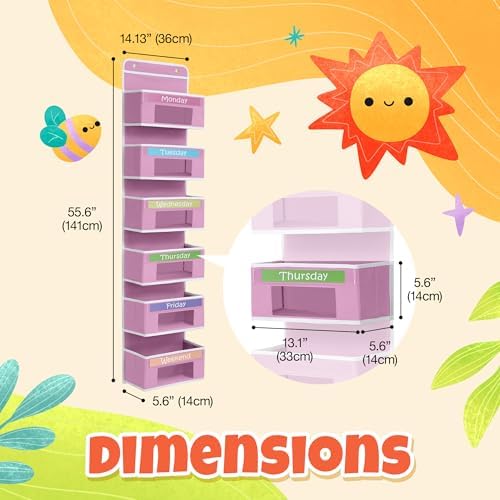Weekly Clothes Organizer for Kids, Monday through Friday Clothing, 6 Shelf - Image 2