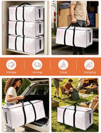 SWEET DOLPHIN 12 Pack 200LB Heavy-Duty Moving Bags with Wrap-Around Handles, Extra Large Storage Totes for Space Saving, Clothes Storage Bags, College Dorm Essentials, Semi-Transparent, 24 Gal - Image 6