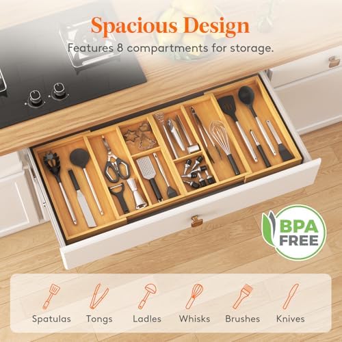 Lifewit Expandable Utensil Organizer for Kitchen Drawer, Cutlery Holder - Image 5