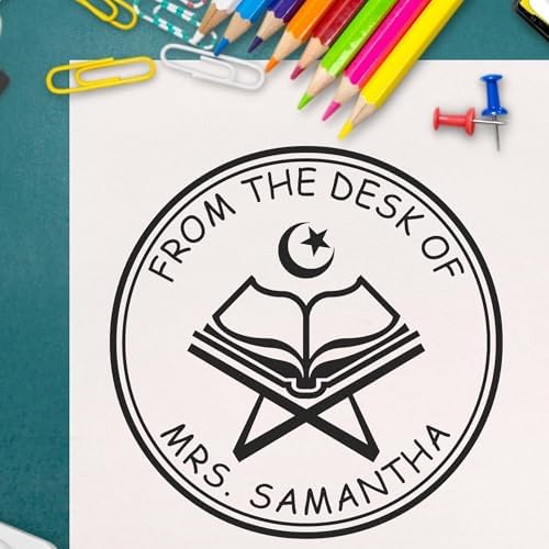 Custom Return Book Stamper - PSI Pre-Inked Devotional Star and Crescent Design - Personalized Name and Library Stamp - Ideal Islamic Gift for Bookstore Owners, Long-Lasting Ink for Clear Impressions - Image 6