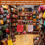 Shimeyao Metal Shopping Bag Rack 51-71 Inch Adjustable Height Heavy Duty Bag Display Stand Holder for Vendors with 4 Foldable Arms for Malls, Boutique, Trade Show, Craft Fairs(Gray) - Image 5