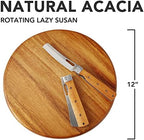 Acacia Wood Lazy Susan Wood Turntable Tray Cabinet Organizer, 12" (Two Pieces) - Image 2