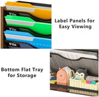 6-Tier Wall File Organizer with Bottom Tray, Ironwood Mail Organizer Wall Mounted with Metal Mesh, Document Organizer for Paper, Folder, Magazine, Office Desk Accessories for Home Cubicle Countertop - Image 3