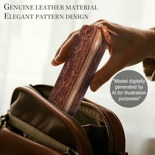 Gexmil Genuine Leather Pen Case, Hand-made Stationery Bag for Work Office - Image 2