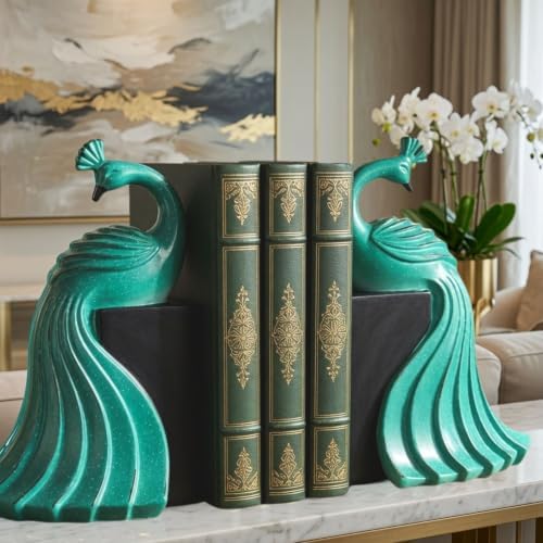 Bellaa Peacock Bookends, Vintage Turquoise 21505 - Image 3