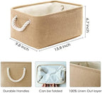TheWarmHome Storage Bins for Shelves - Medium 3Pack 13.8L*9.8W*6.7H inch Canves Storage Basket for Organizing, Fabric Storage with Handles for Clothes Baby Dog Toys(Beige) - Image 6