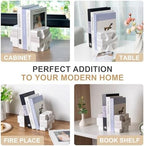 Decorative Square Marble Bookends for Heavy Books – Unique Book Ends for Shelves – Modern Aesthetic Book Holder/Stopper with Non-Slip Pads for Chic Home, Office, or Library Decor, Volakas - Image 5