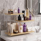 3-Tier Acrylic & Wood Bathroom Vanity Countertop Organizer Shelf by Gihkasd